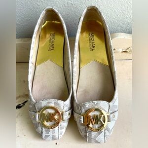 Michael Kors Cream Ballet Flats with MK Medallion